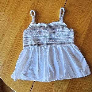 Old Navy White Smocked Tube Tank